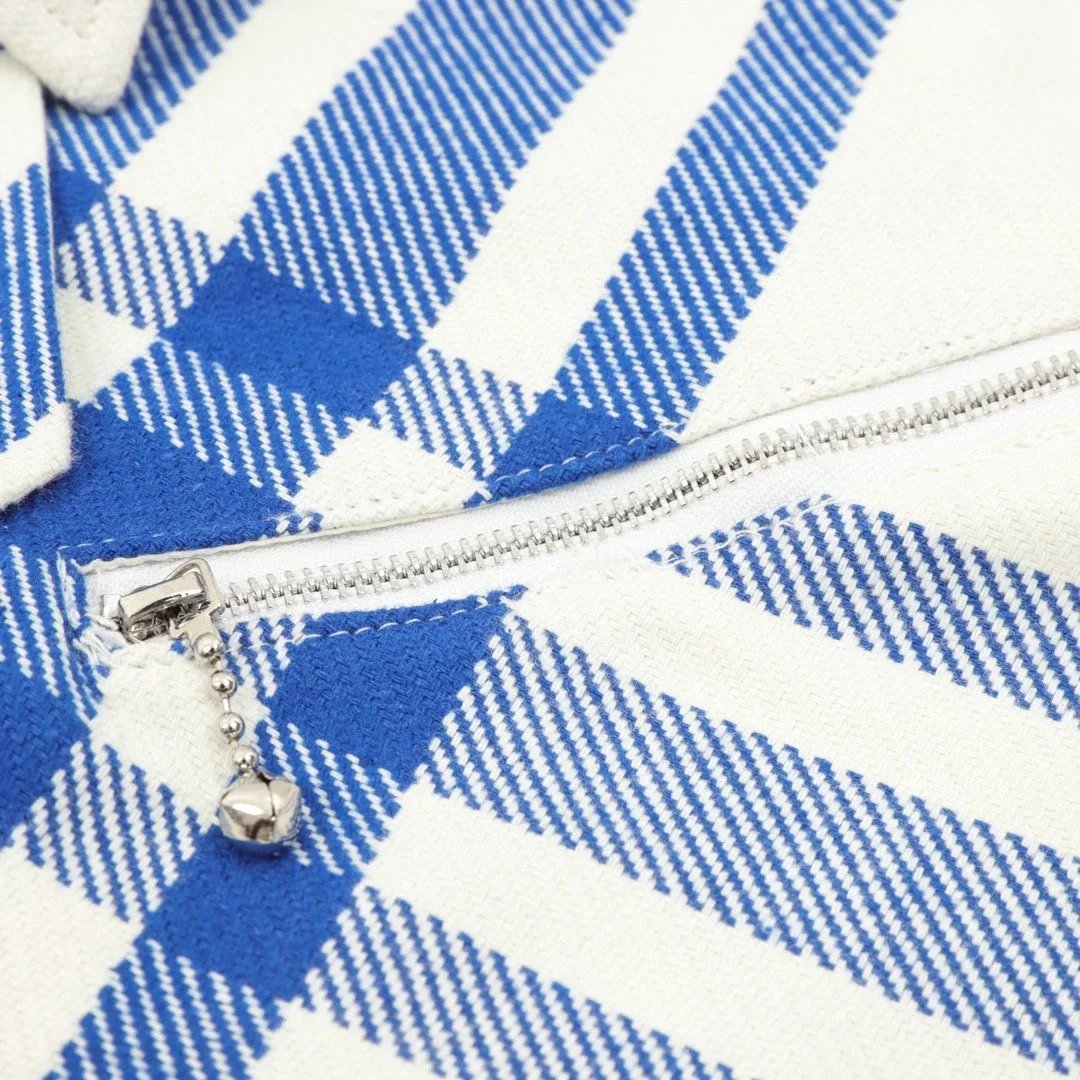 Burberry Classic斜格纹对格外套 Blue and Beige Plaid Shirt Jacket - 8
