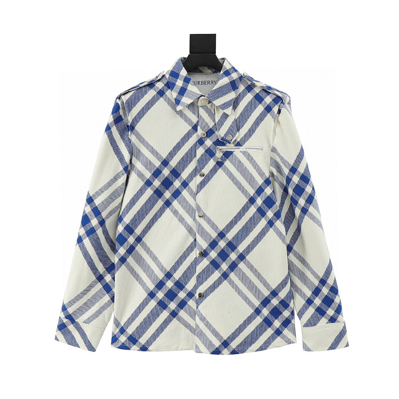 Burberry Classic Check Shirt in Blue and Beige product detail 2 in Litbuy spreadsheet finds