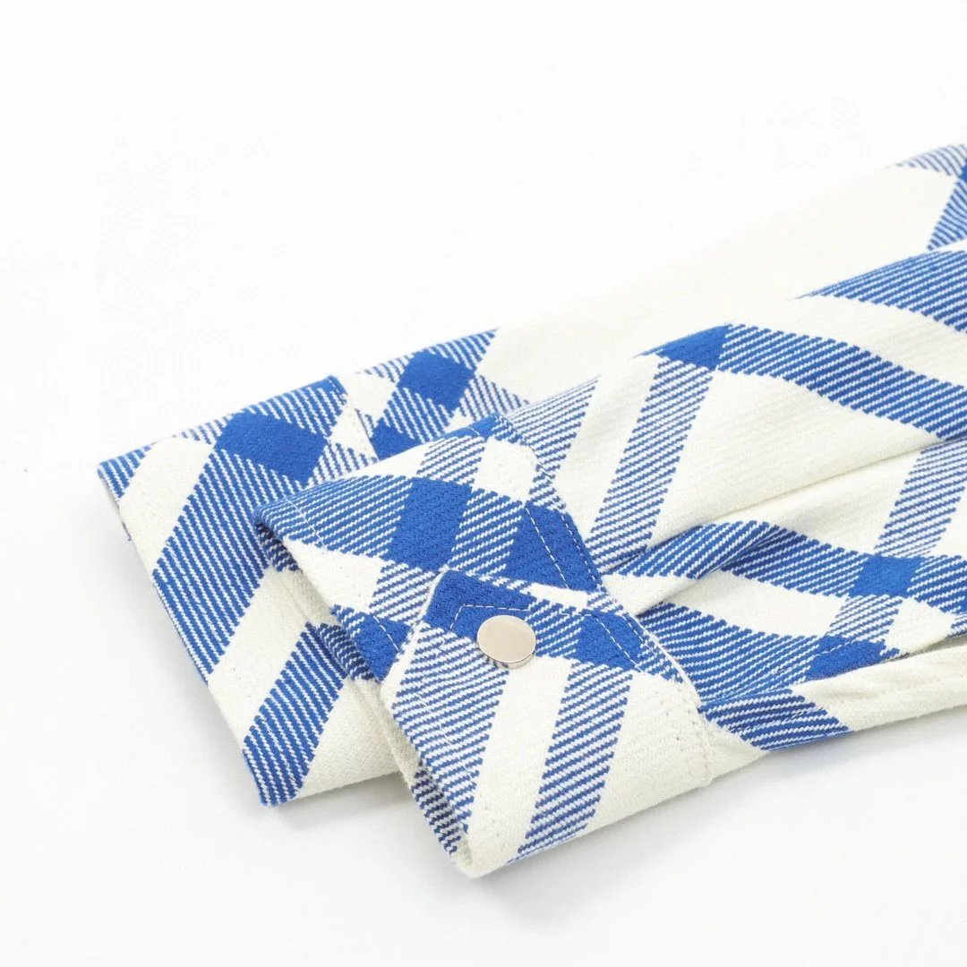 Burberry Classic斜格纹对格外套 Blue and Beige Plaid Shirt Jacket - 11