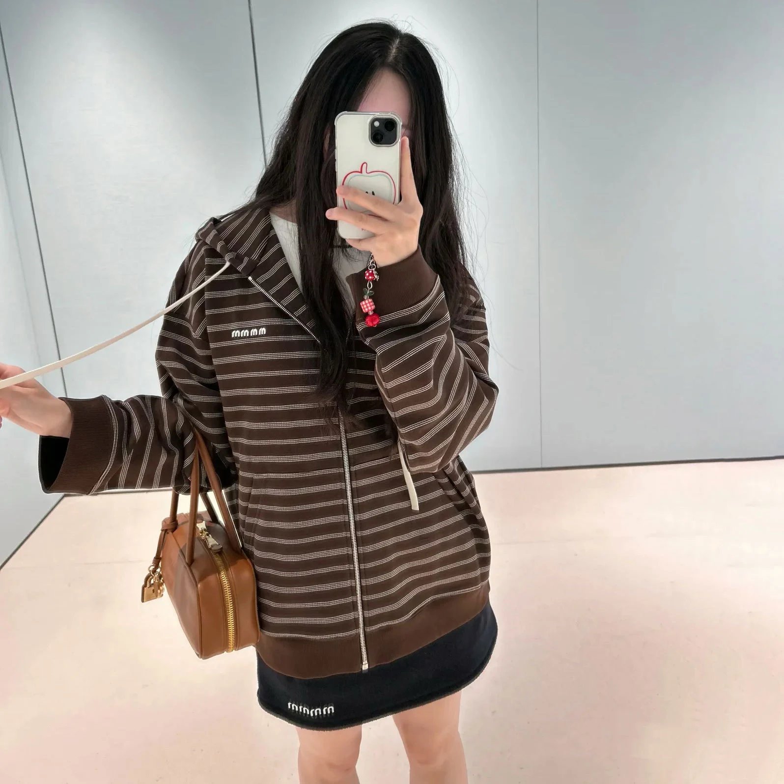 MM6 Maison Margiela Striped Zip-Up Hoodie Brown - 4