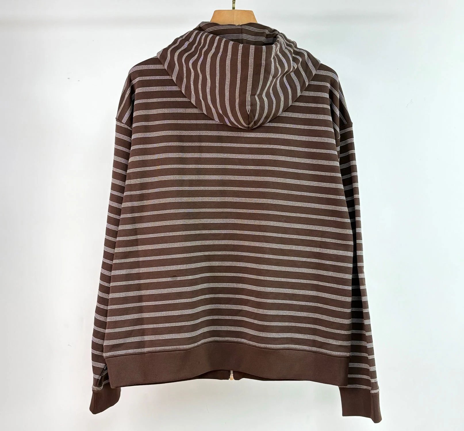 MM6 Maison Margiela Striped Zip-Up Hoodie Brown - 13
