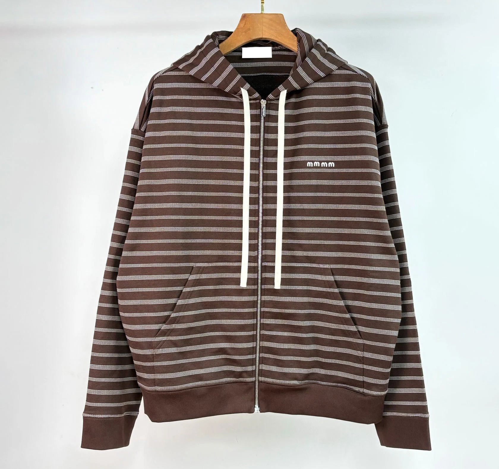 MM6 Maison Margiela Striped Zip-Up Hoodie Brown - 7
