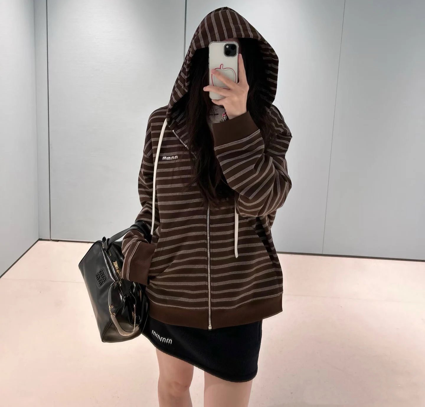 MM6 Maison Margiela Striped Zip-Up Hoodie Brown - 5