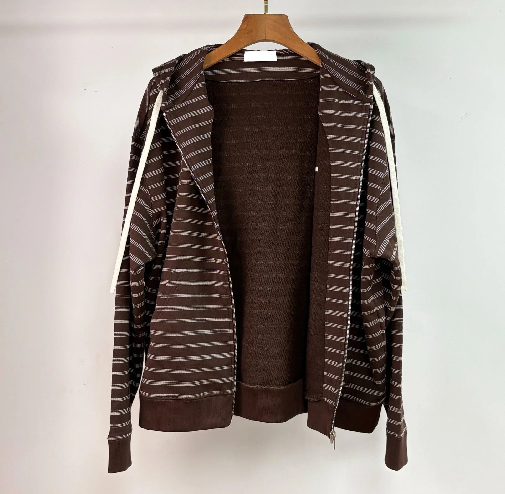 MM6 Maison Margiela Striped Zip-Up Hoodie Brown - 8