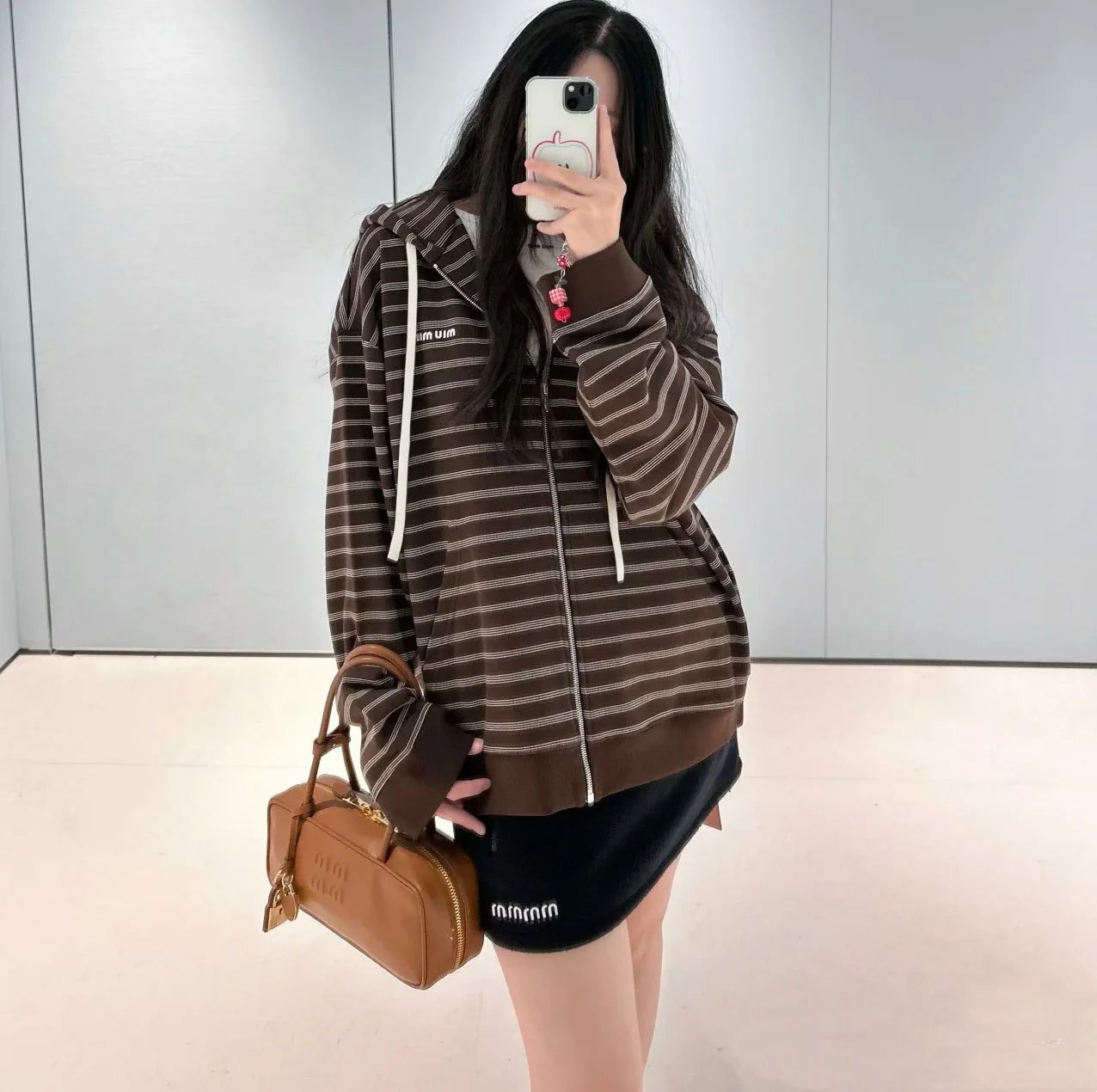 MM6 Maison Margiela Striped Zip-Up Hoodie Brown - 6