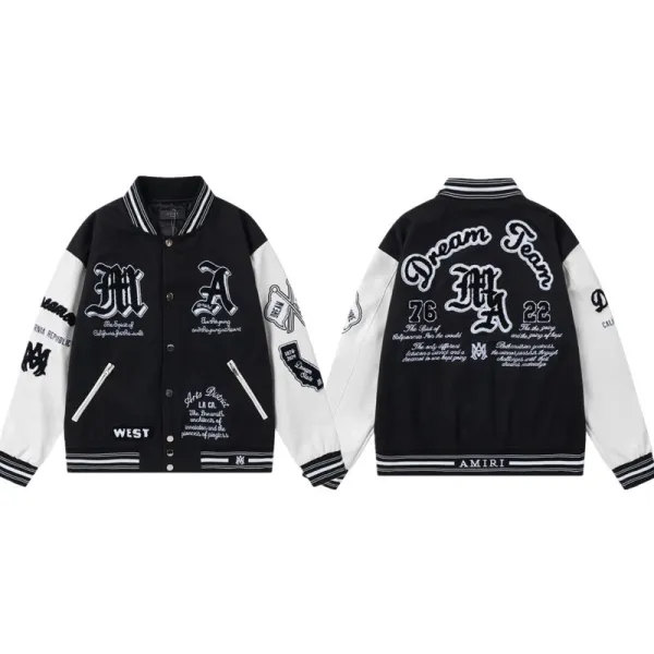 Amiri Dream Team Varsity Jacket Black and White - 1