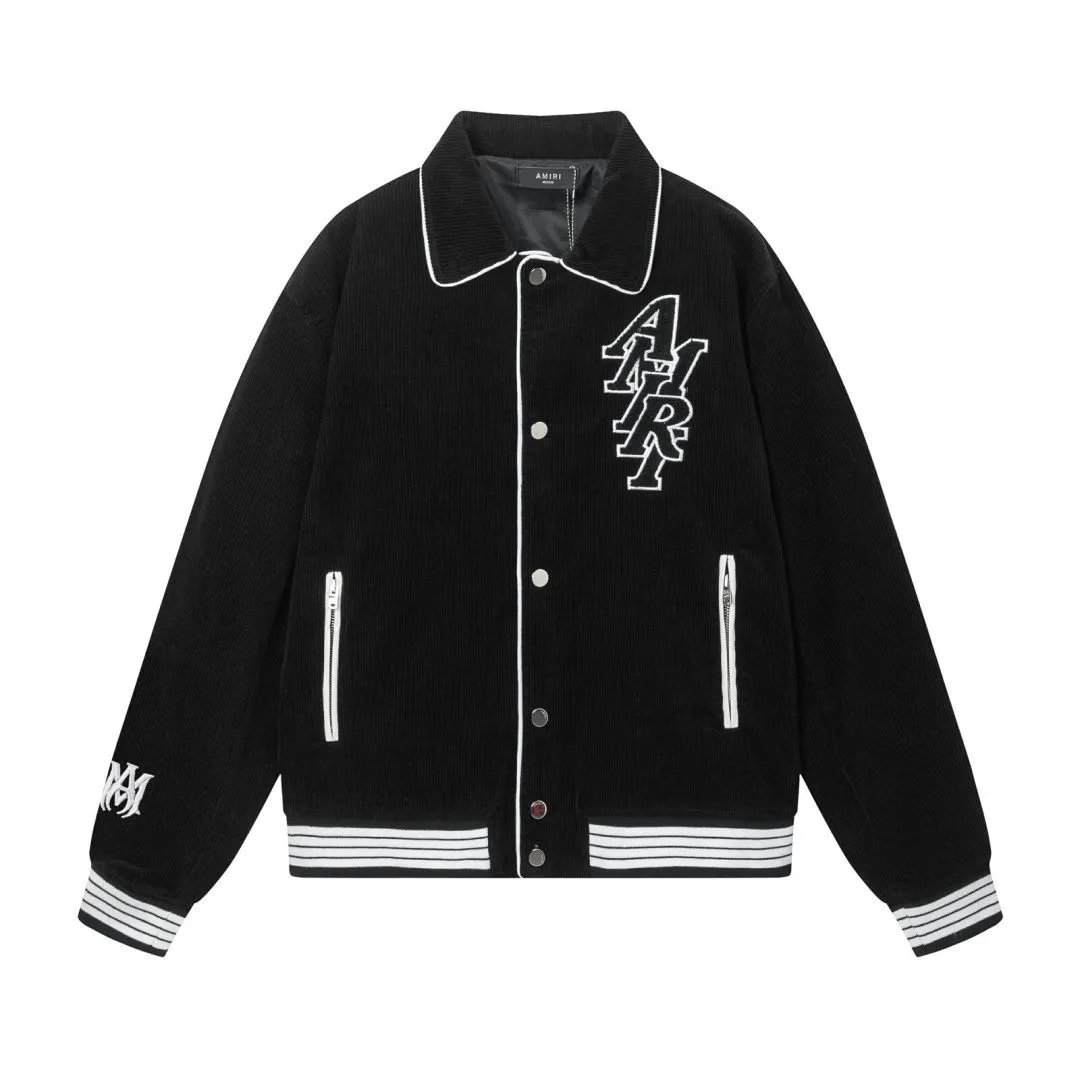 Amiri AYR Corduroy Varsity Jacket Black - 1