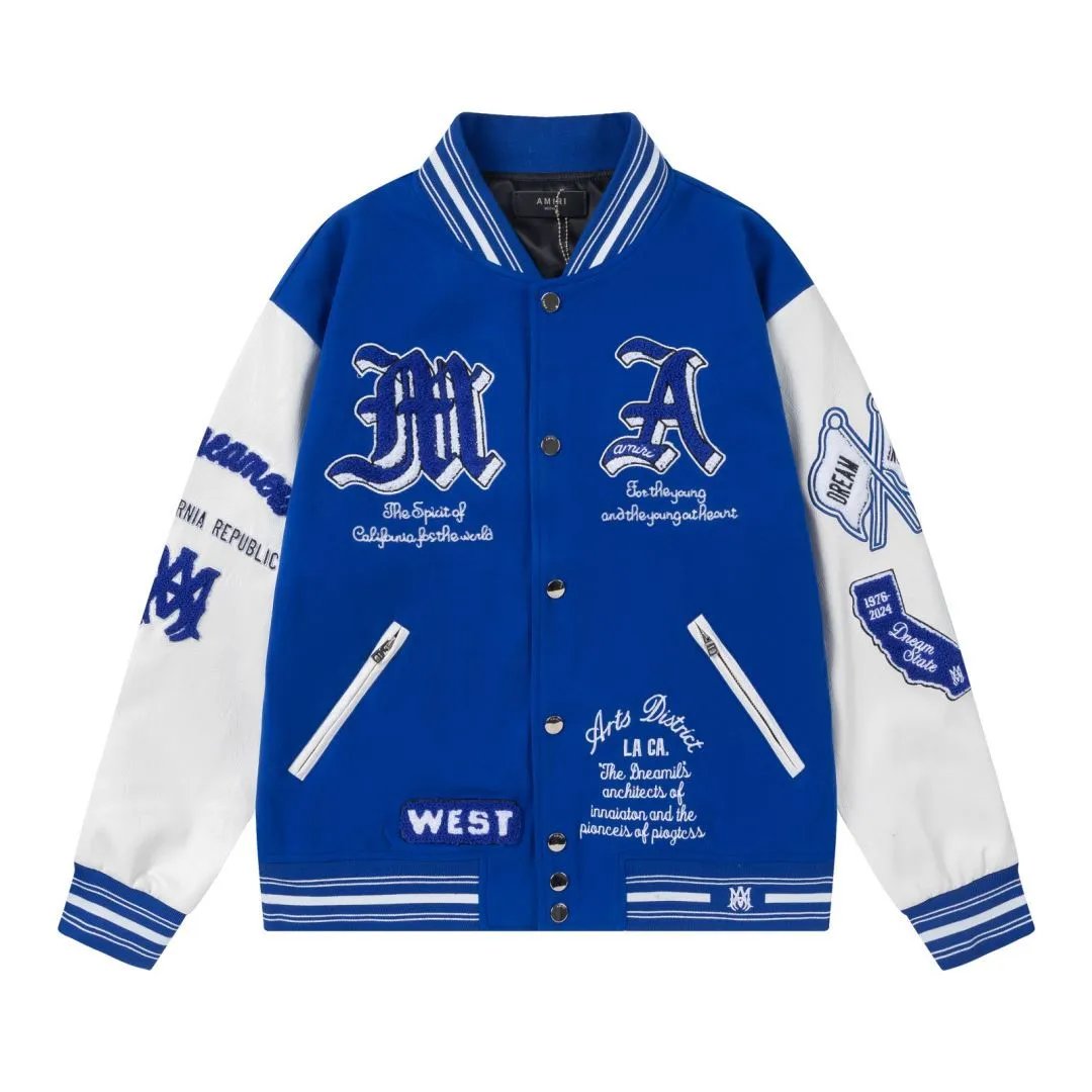 Amiri Bone Embroidery Varsity Jacket Beige - 7