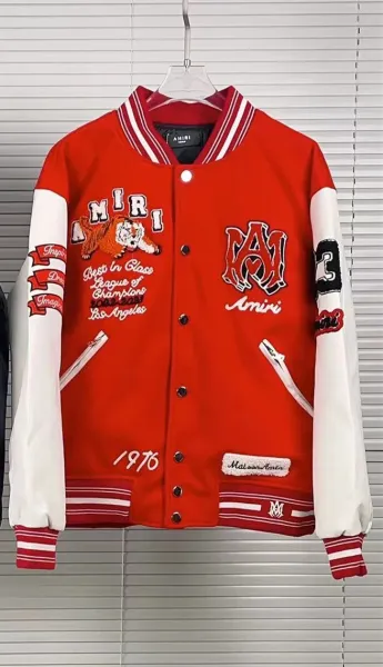 Amiri Varsity Jacket Red and White Outerwear - 1