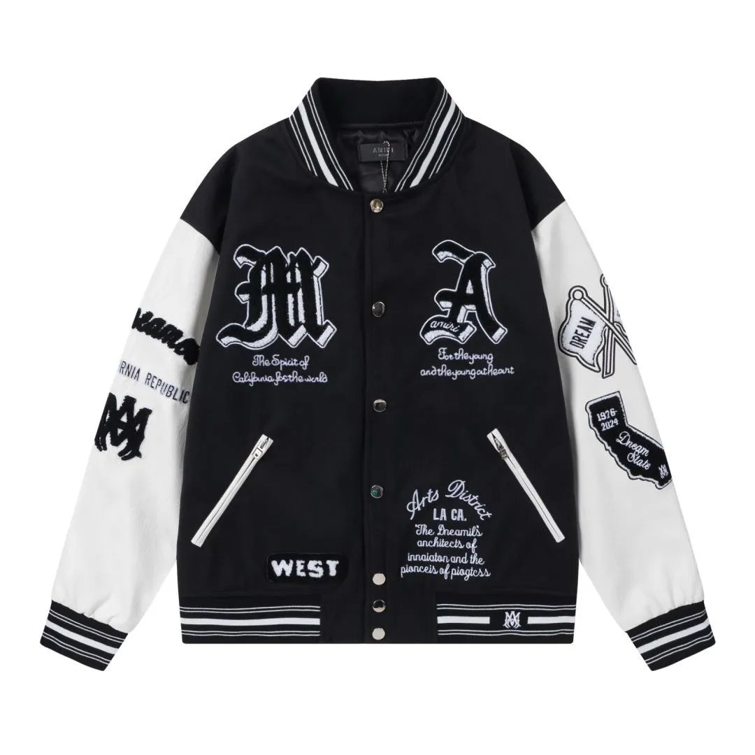Amiri Bone Embroidery Varsity Jacket Beige - 9
