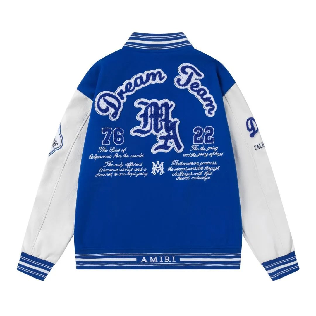 Amiri Bone Embroidery Varsity Jacket Beige - 8