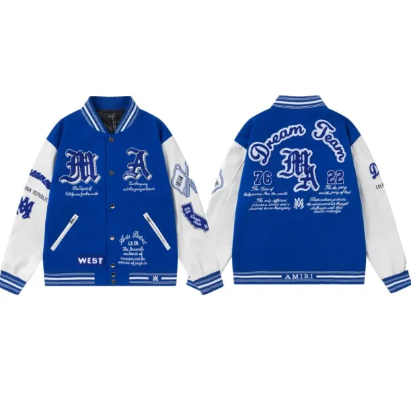 Amiri Dream Team Varsity Jacket Blue and White - 1