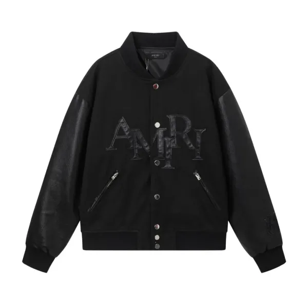 Amiri Embroidered Logo Varsity Jacket Black - 1