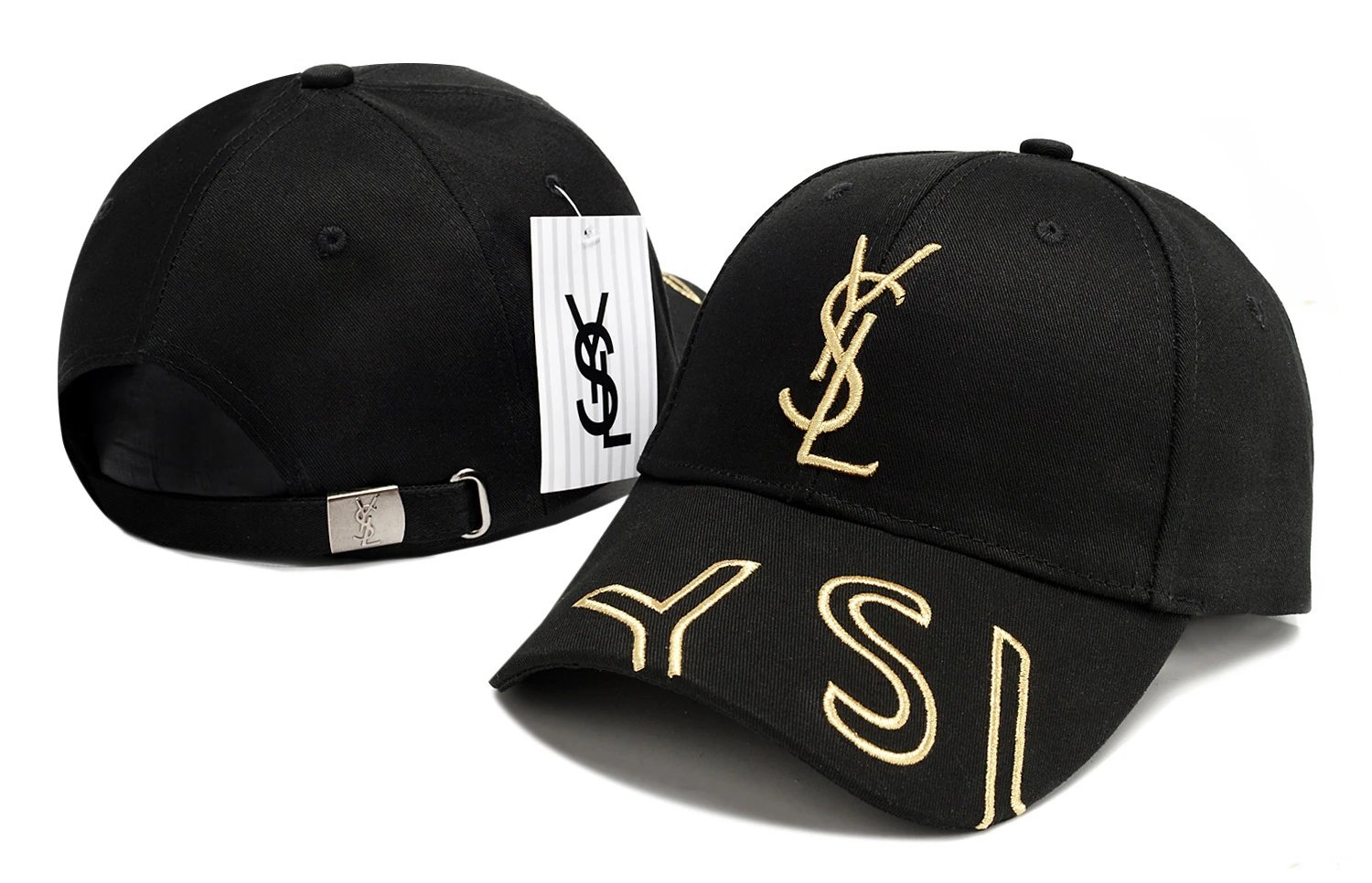 Saint Laurent Hats YSL Monogram Adjustable Baseball Cap — 3