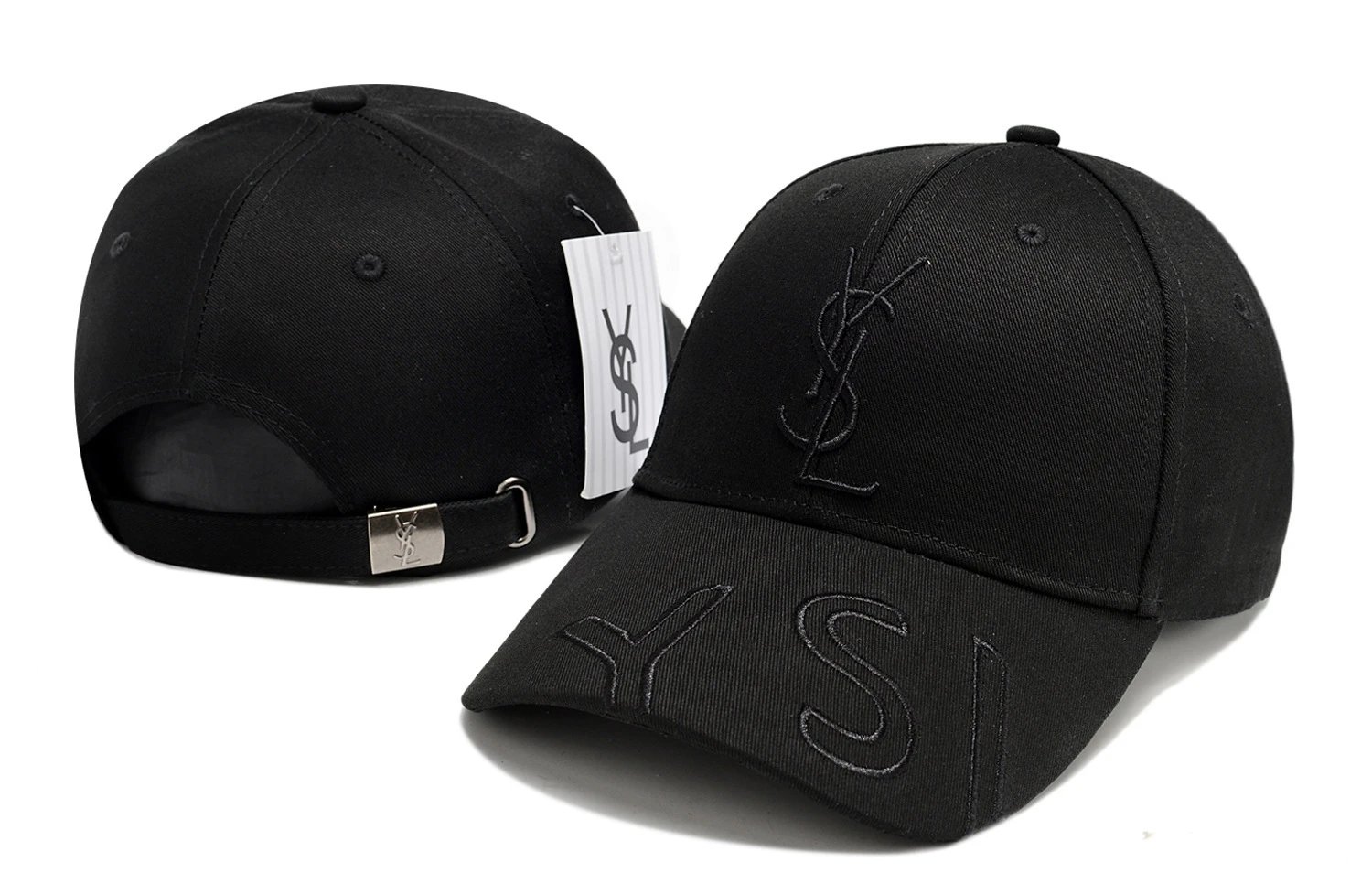 Saint Laurent Hats YSL Monogram Adjustable Baseball Cap — 5