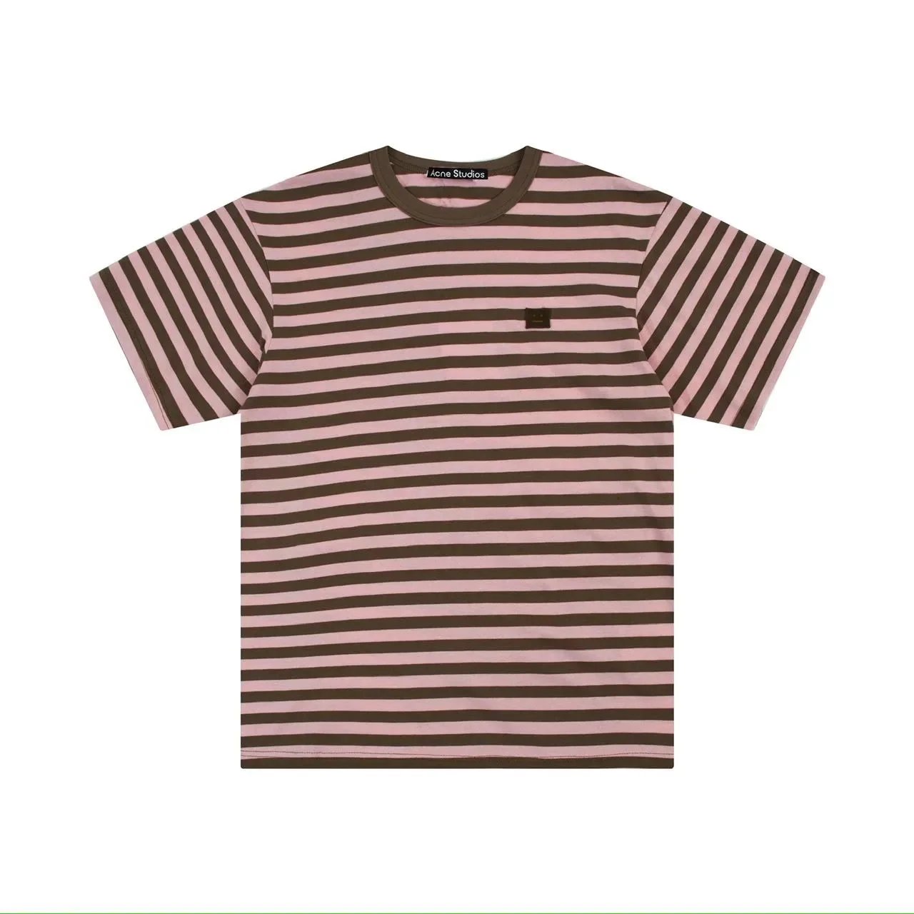 Coffee Pink Striped Smiley Face