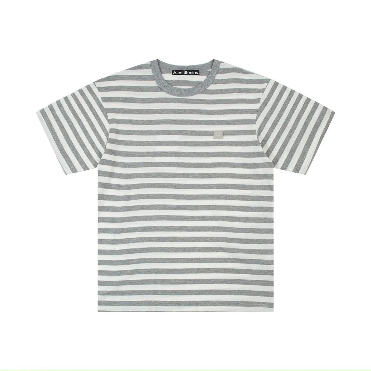 Grey White Striped Smiley Face