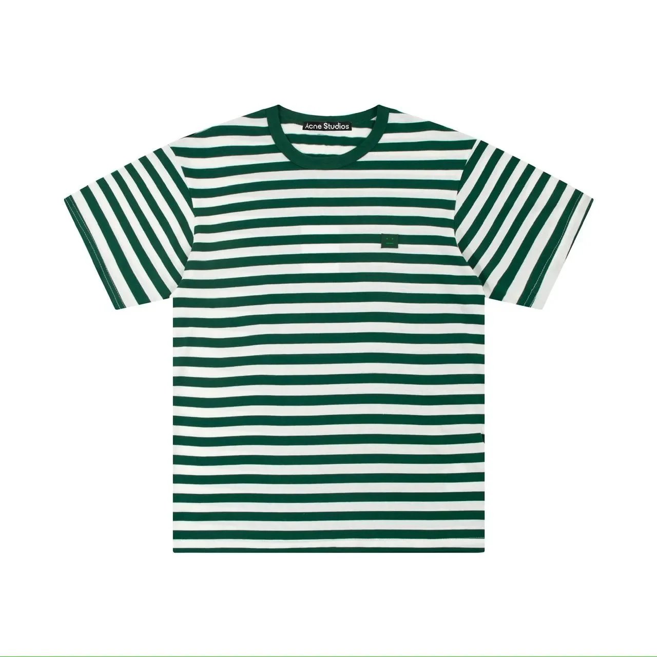 Green White Striped Smiley Face