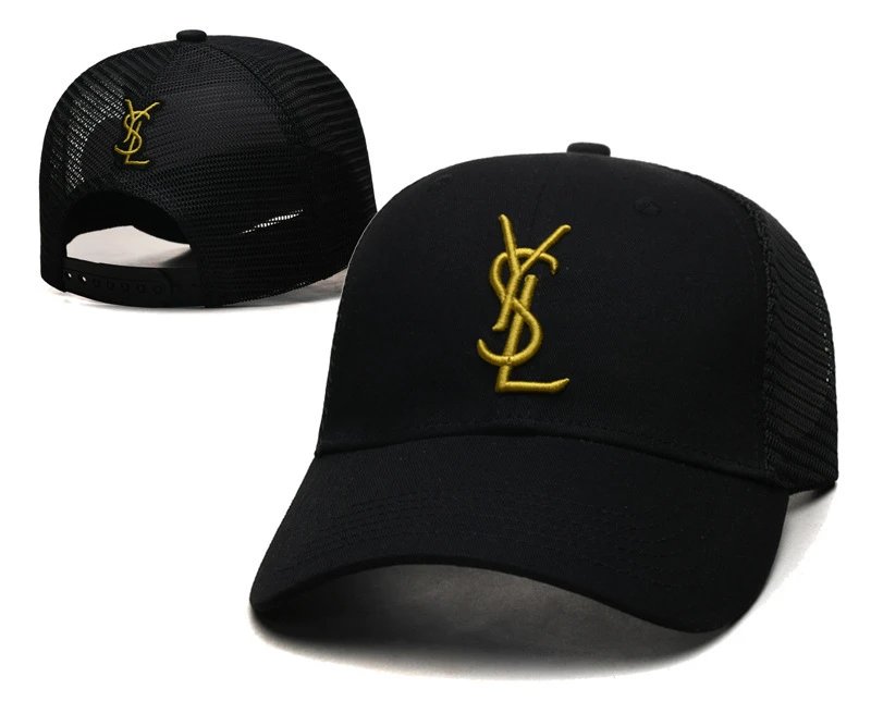 Saint Laurent Hats YSL Monogram Adjustable Baseball Cap — 12