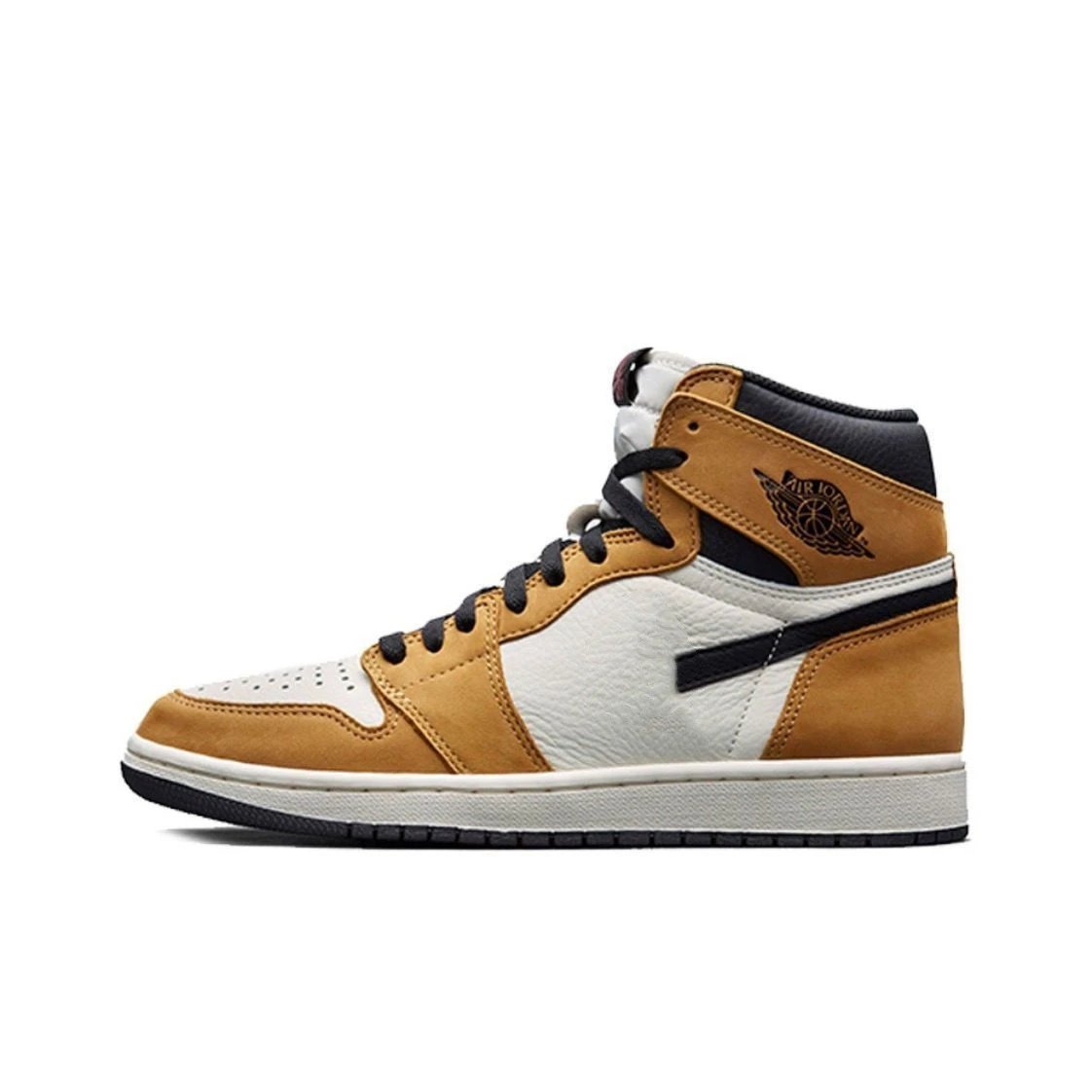 Jordan Sneakers High-Top Lace-Up Basketball — White Brown Rookie