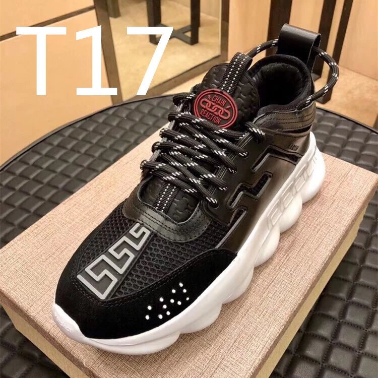 Versace Chain Reaction Leopard Print Red Lace Chunky Sneakers - 37