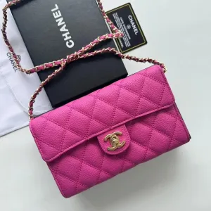 Chanel Classic Flap Mini in Fuchsia Quilted Caviar Leather Chain Bag