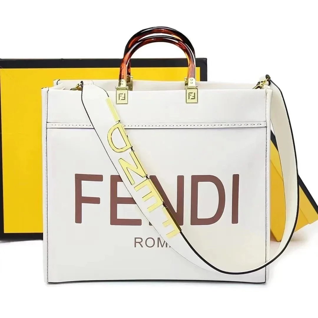 Fendi Sunshine Tote White Leather Handbag - 1