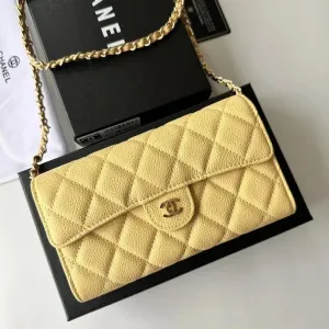 Chanel Classic Flap Mini Yellow Caviar Leather Chain Bag