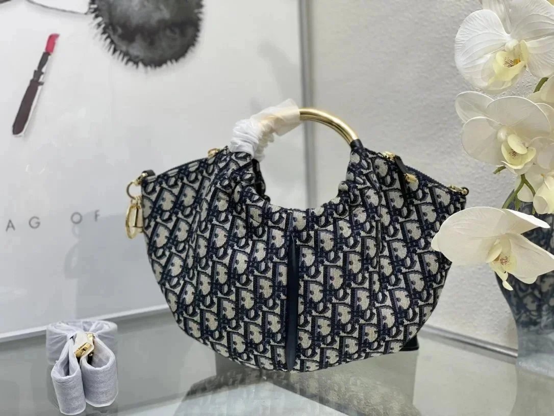 Dior Book Tote Hobo Bag Navy and Beige Oblique Print Hobo-Bag