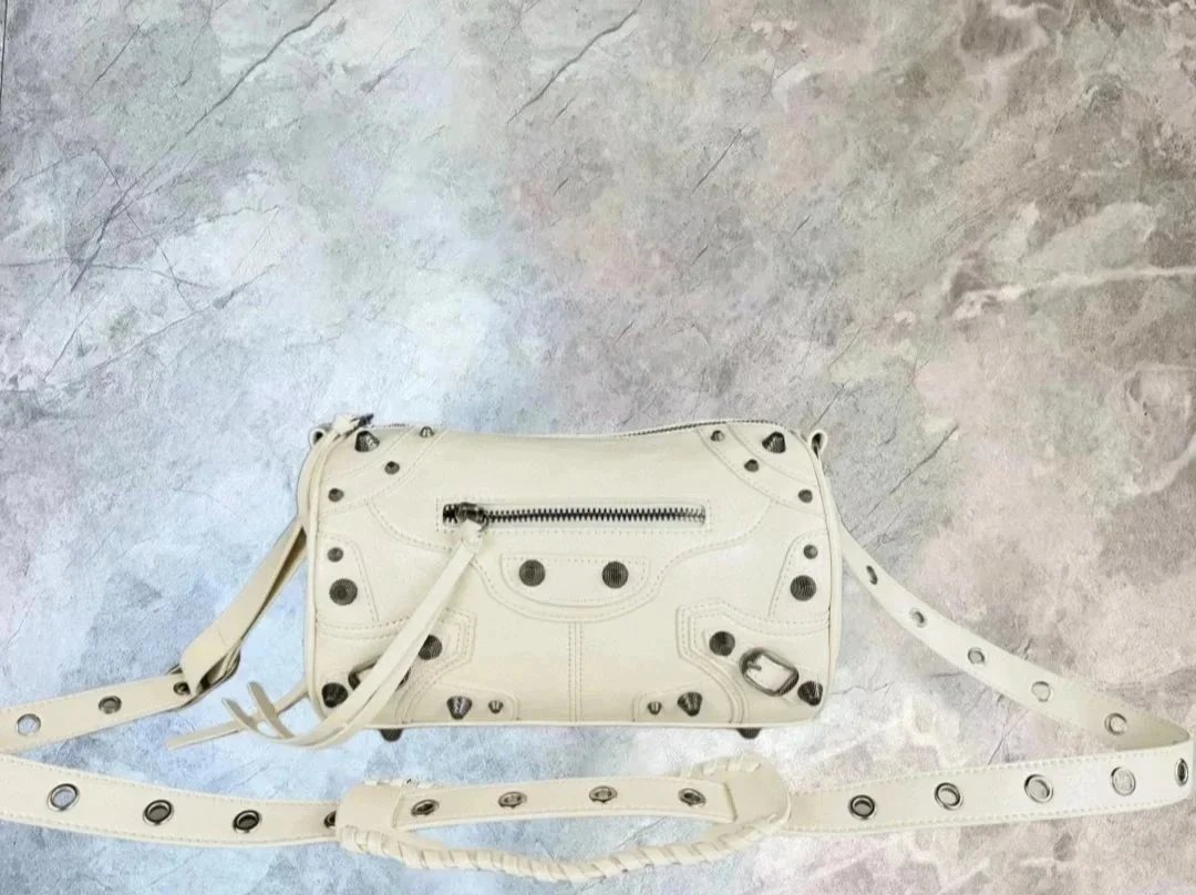 Balenciaga Mini City Bag Off-White Studded Leather Crossbody Bag