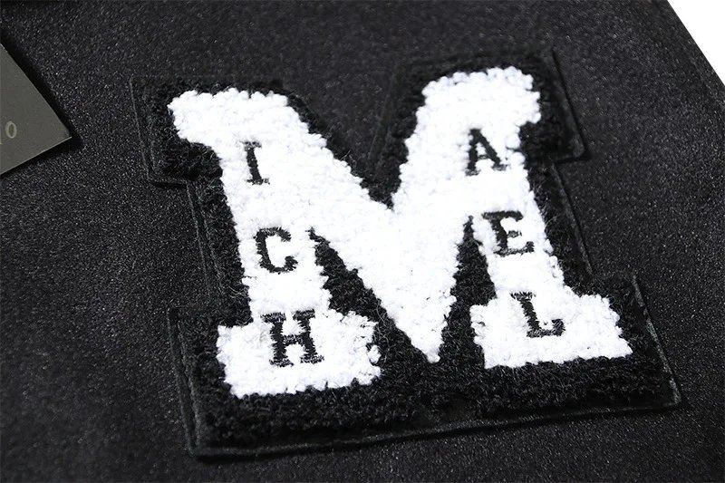 Design Varsity Jacket Black and White Letterman Jacket Outerwear Jacket - 7