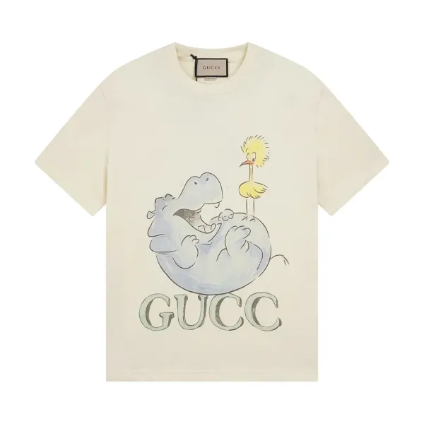 Gucci Bunny Artists Print Beige T-Shirt - 4