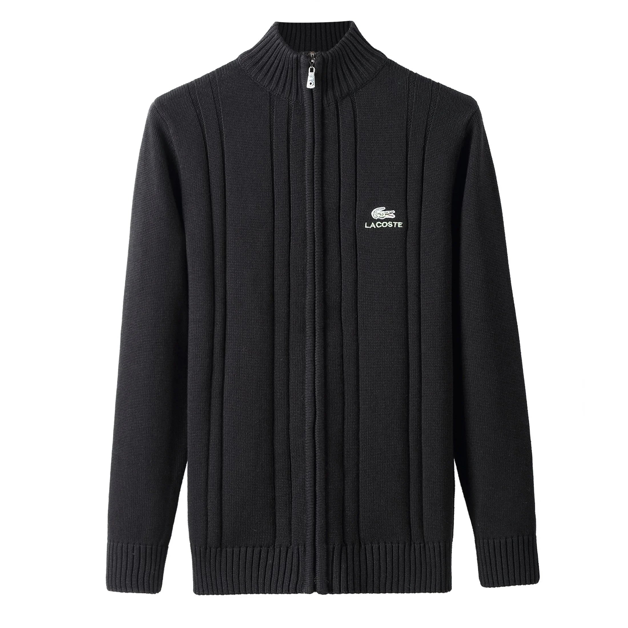 Lacoste Knitwear Crewneck knit sweater with crocodile logo — 2black