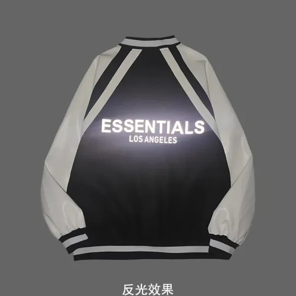 Fear of God Essentials Varsity Jacket Black and White Outerwear Jacket - 3