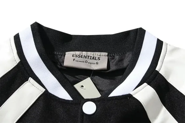 Fear of God Essentials Varsity Jacket Black and White Outerwear Jacket - 5