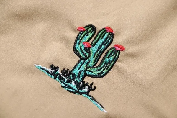 Cactus Jack Flame Embroidered Short-Sleeve Shirt Beige - 5