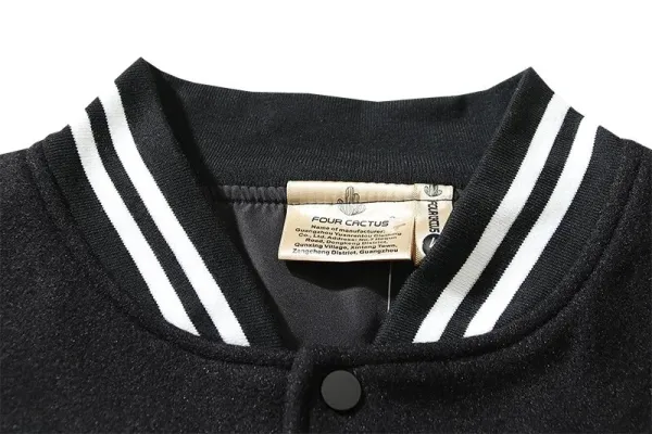 Design Varsity Jacket Black and White Letterman Jacket Outerwear Jacket - 4