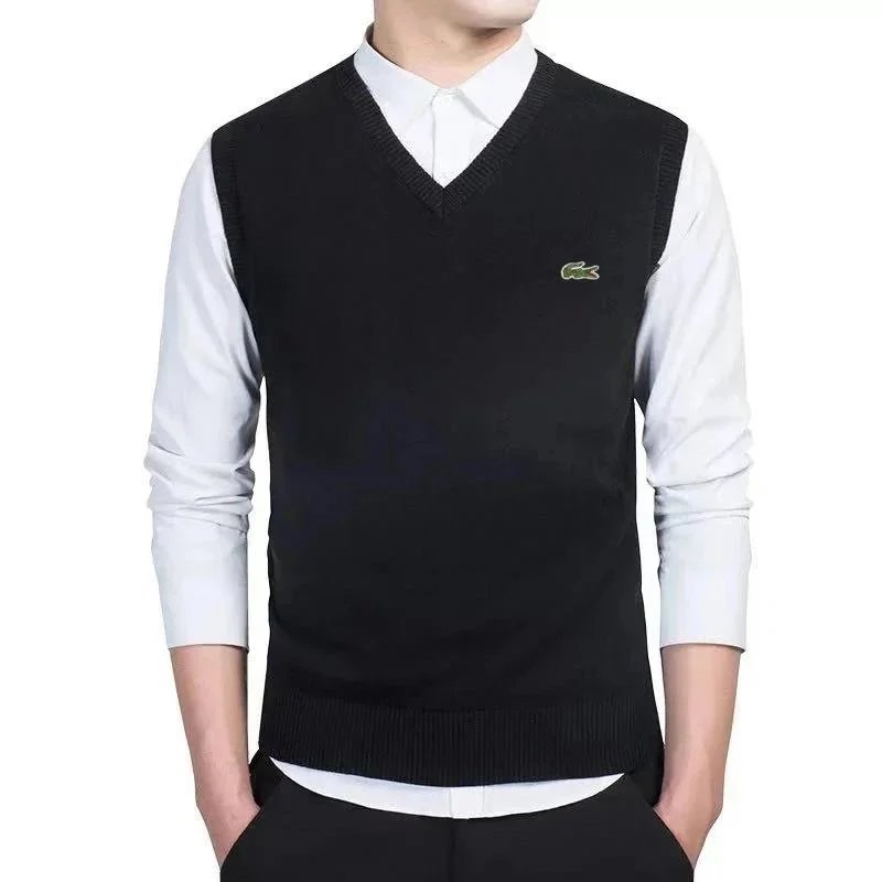 Lacoste Knitwear Crewneck knit sweater with crocodile logo — 3black