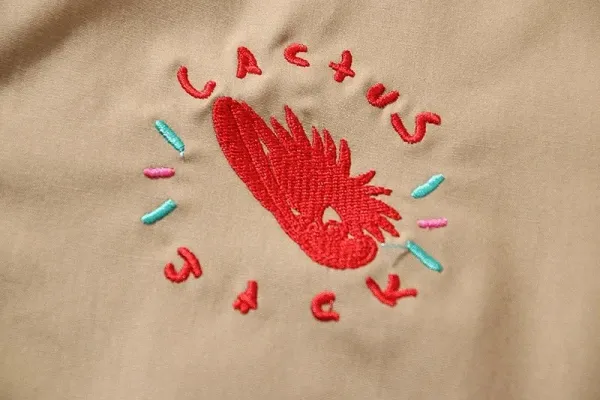 Cactus Jack Flame Embroidered Short-Sleeve Shirt Beige - 6