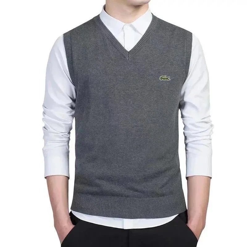 Lacoste Knitwear Crewneck knit sweater with crocodile logo — 3grey