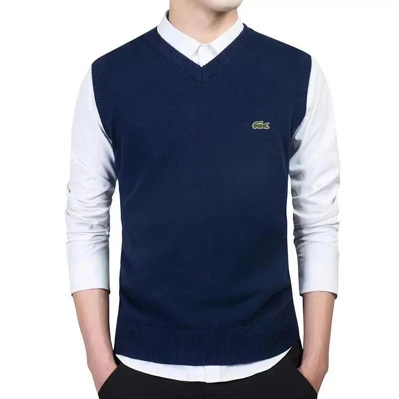 Lacoste Knitwear Crewneck knit sweater with crocodile logo — 3blue