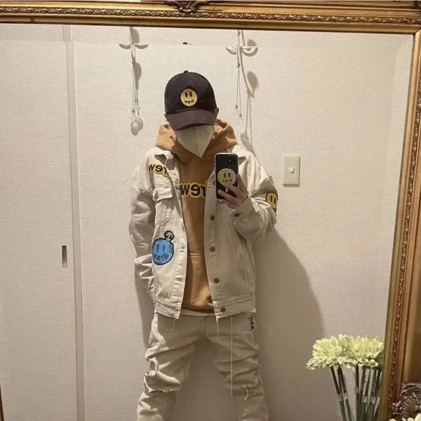 Drew House Smiley Patch Denim Jacket Beige - 16