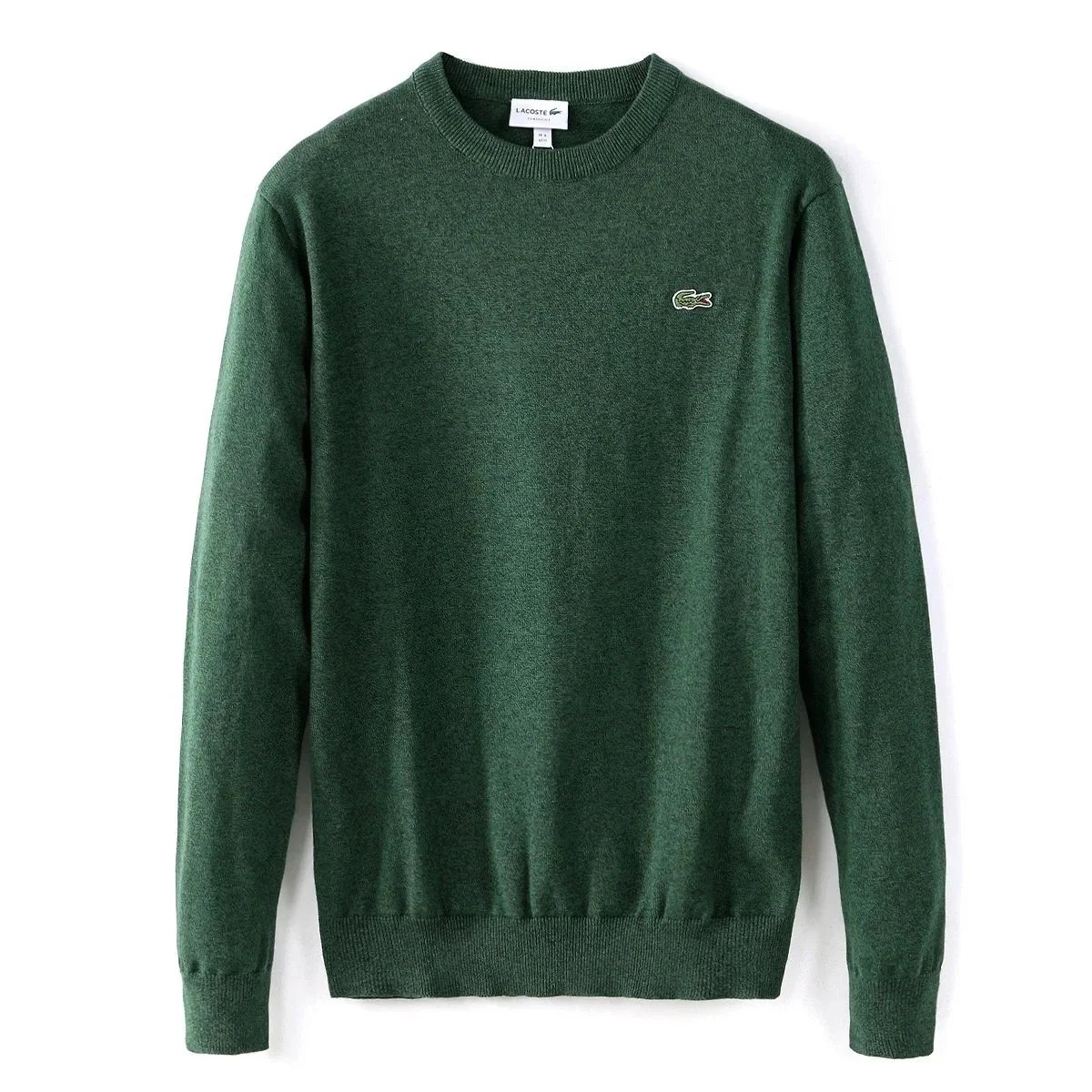 Lacoste Knitwear Crewneck knit sweater with crocodile logo — 1green