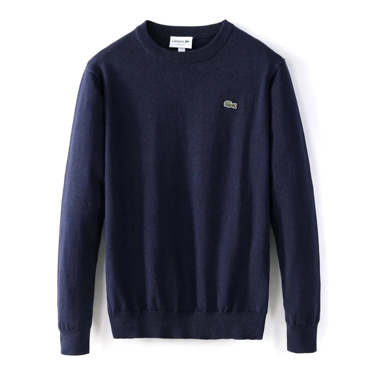 Lacoste Knitwear Crewneck knit sweater with crocodile logo — 1blue