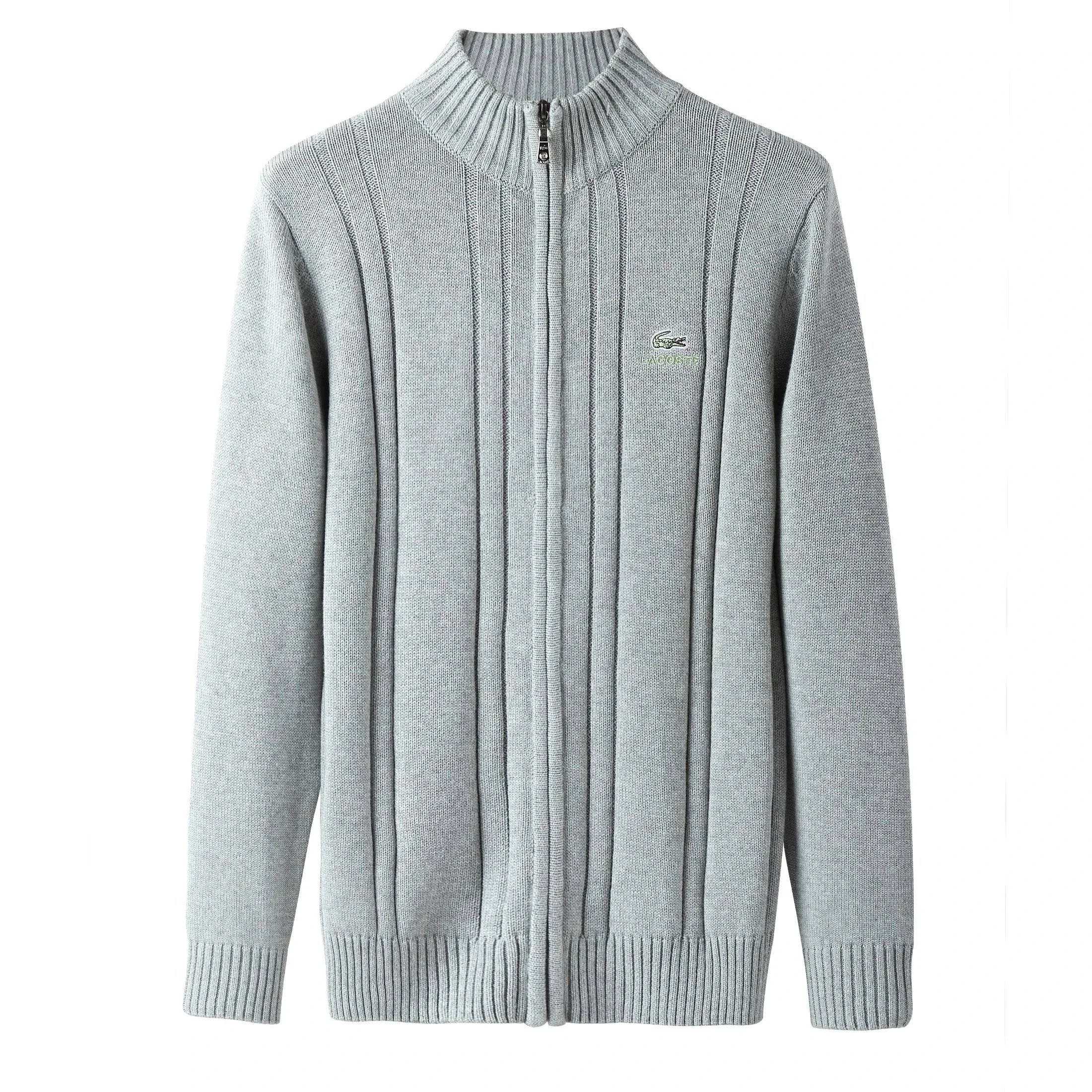 Lacoste Knitwear Crewneck knit sweater with crocodile logo — 2grey