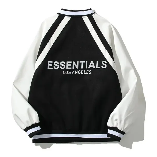 Fear of God Essentials Varsity Jacket Black and White Outerwear Jacket - 4