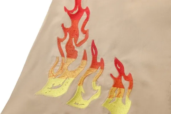 Cactus Jack Flame Embroidered Short-Sleeve Shirt Beige - 8