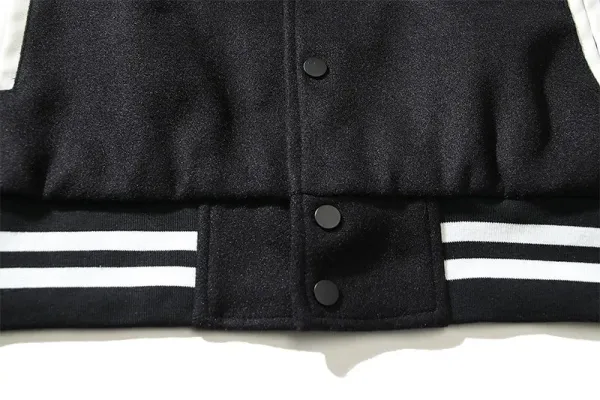 Design Varsity Jacket Black and White Letterman Jacket Outerwear Jacket - 8