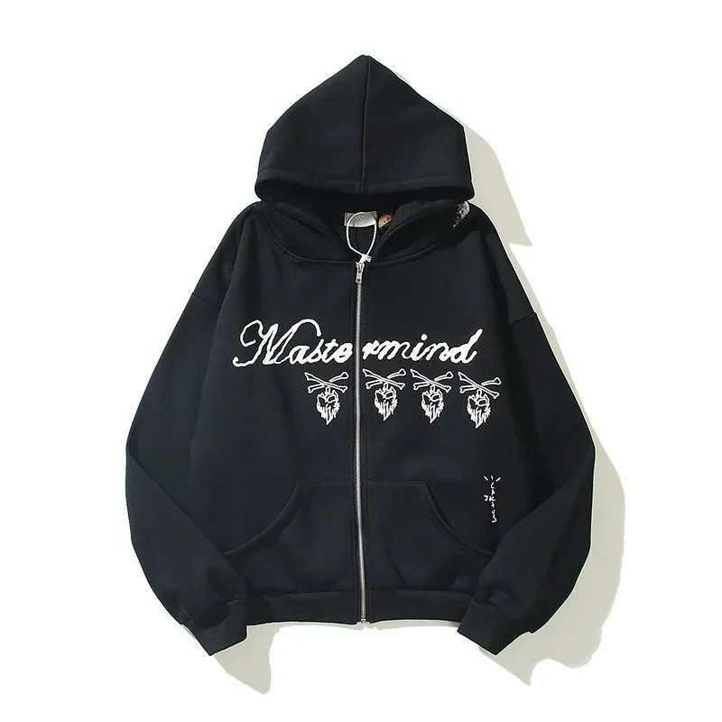 mastermind JAPAN Hoodies & Sweatshirts Zip-Up Hoodie with Skull Back Graphic — Black