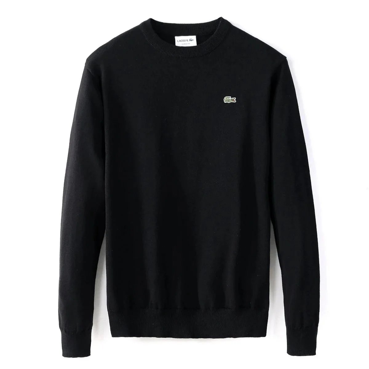 Lacoste Knitwear Crewneck knit sweater with crocodile logo — 1 black